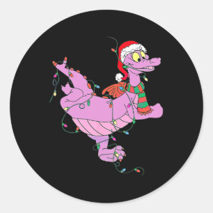 Sticker Rond Un joli Dragon Figurant Noël