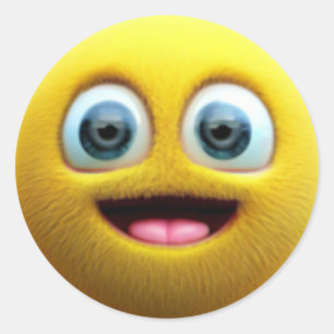 Sticker Rond Un joli joli personnage de balle jaune flou