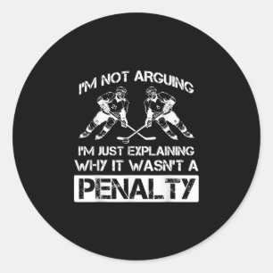 Sticker Rond Un joueur de hockey sur glace amusant discute de l