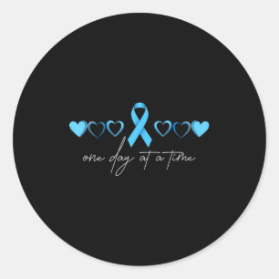 Sticker Rond Un jour à la fois ruban bleu cancer du côlon