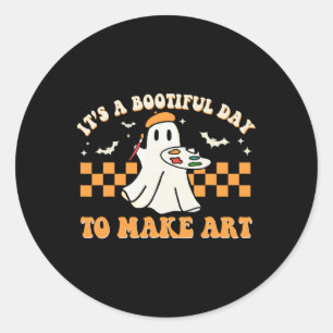 Sticker Rond Un Jour Boitier Pour Faire L'Art Halloween Enseign