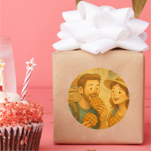 Sticker Rond Un jour de douceur en Belgique - Amateurs de gaufr