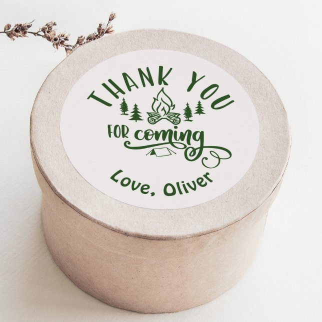 Sticker Rond Un joyeux Camper Merci d'anniversaire (Créateur téléchargé)