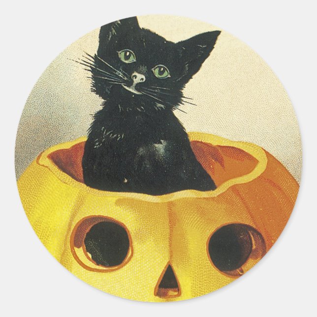 Sticker Rond Un joyeux Haloween Kitten (Devant)