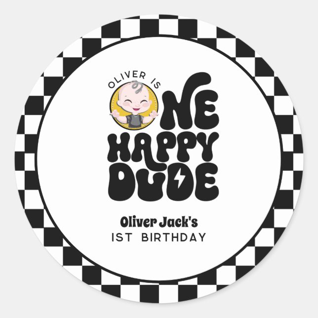 Sticker Rond Un joyeux Mec 1er anniversaire (Devant)