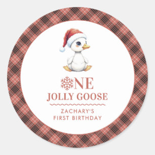 Sticker Rond Un joyeux oie personnalisé pour un premier anniver