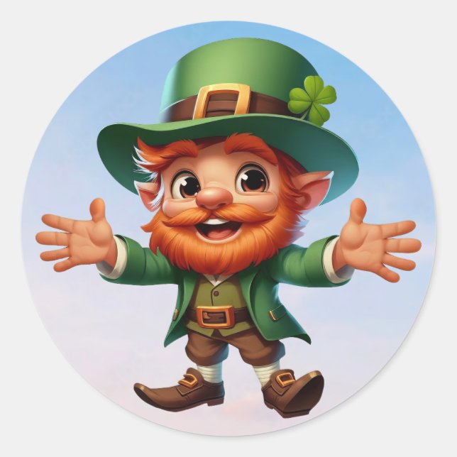 Sticker Rond Un joyeux petit leprechaun le jour de la Saint Pat (Devant)