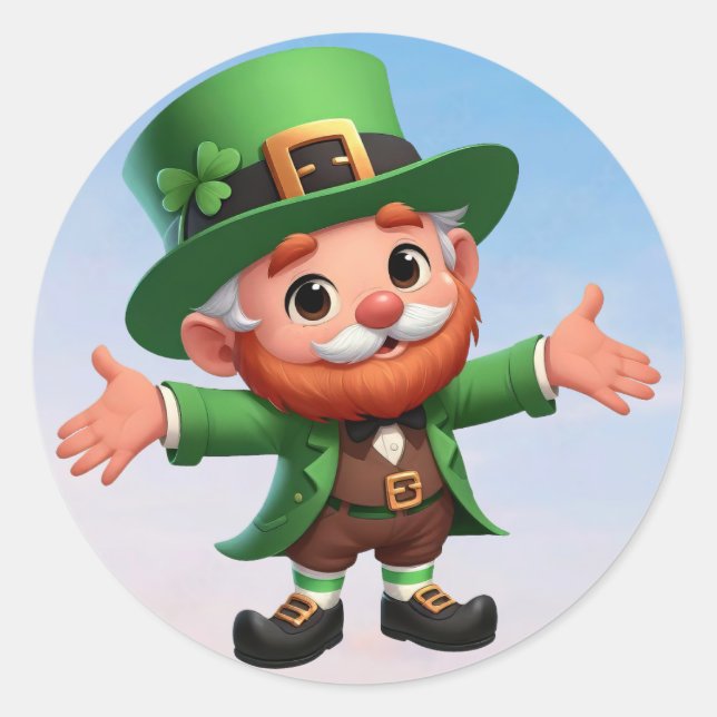 Sticker Rond Un joyeux petit leprechaun le jour de la Saint Pat (Devant)