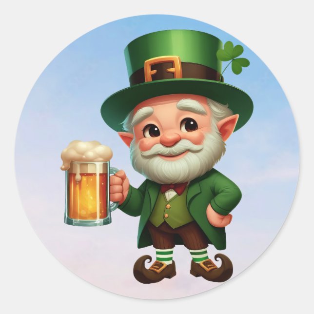 Sticker Rond Un joyeux petit leprechaun le jour de la Saint Pat (Devant)