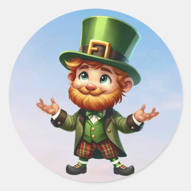 Sticker Rond Un joyeux petit leprechaun le jour de la Saint Pat (Devant)