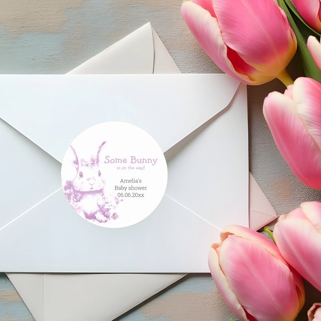Sticker Rond Un lapin arrive Baby shower (Créateur téléchargé)