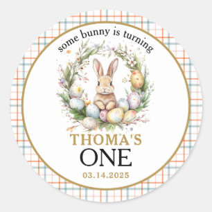 Sticker Rond Un lapin de Pâques fête son 1er anniversaire