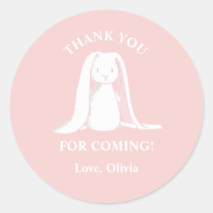 Sticker Rond Un lapin est une plaque de papier rose En vichy An