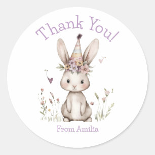 Sticker Rond Un Lapin Fait Son Anniversaire Fleur Lapin Anniver