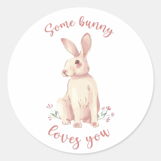 Sticker Rond Un Lapin T'Aime (Devant)
