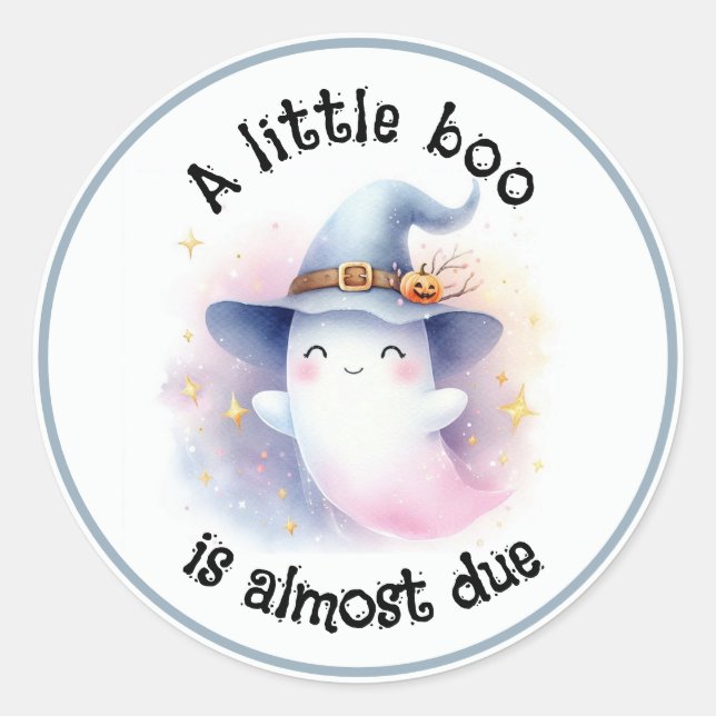 Sticker Rond Un Little Boo est presque à Baby shower (Devant)