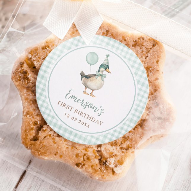 Sticker Rond Un Lucky Canard Sage Ballot Vert 1er anniversaire (Créateur téléchargé)