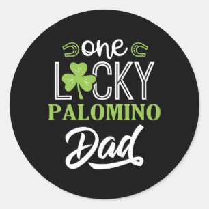 Sticker Rond Un Lucky Palomino Horse Papa Irlandais Horseback R