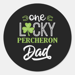 Sticker Rond Un Lucky Percheron Horse Papa Irlandais Horseback