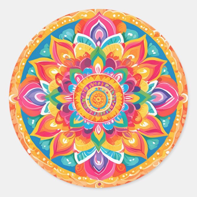 Sticker Rond Un mandala romantique (Devant)