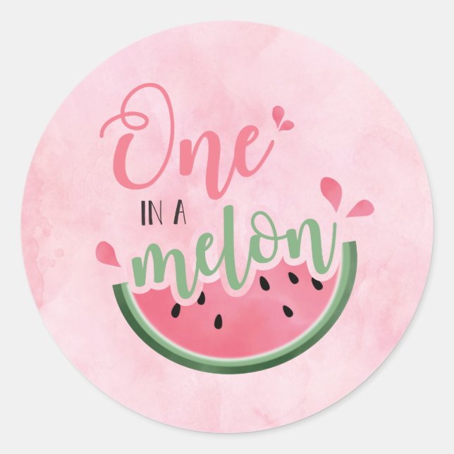 Sticker Rond Un melon en pastèque aquarelle 1er anniversaire (Devant)