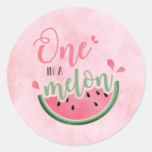 Sticker Rond Un melon en pastèque aquarelle 1er anniversaire