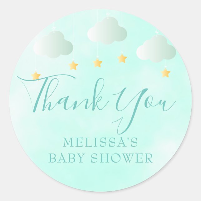 Sticker Rond Un Merci de Baby shower neutre pour les femmes (Devant)