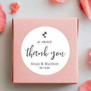 Sticker Rond Un Merci doux minimaliste Mariage Sweet Favoriser