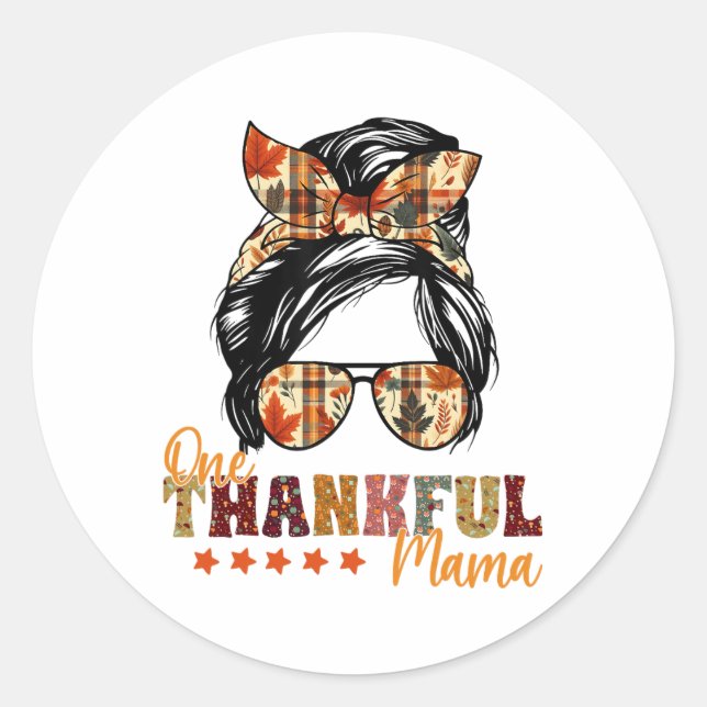 Sticker Rond Un Merci Mama Thanksgiving Messy Autumn Fa (Devant)