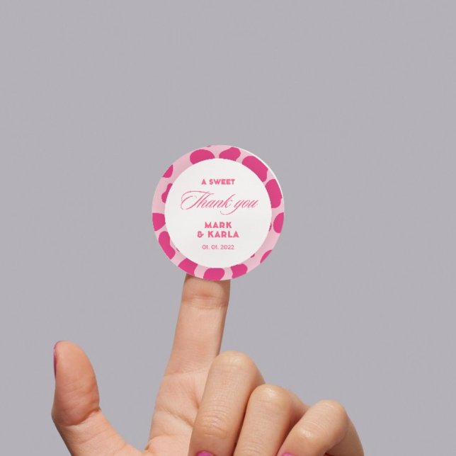Sticker Rond Un Merci Sucré Disco Rose Cowgirl Wedding Favorise (Créateur téléchargé)