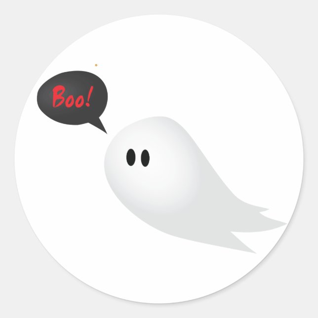 Sticker Rond Un mignon fantôme disant bohloween éffrayant (Devant)