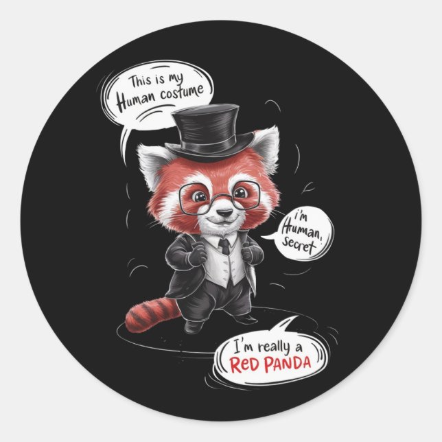 Sticker Rond Un mignon panda rouge (Devant)