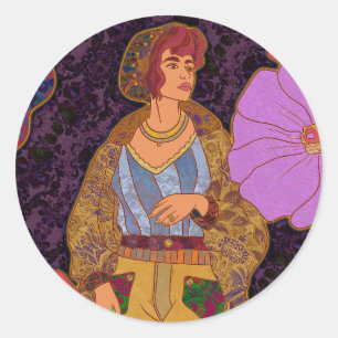 Sticker Rond Un monde de fleurs