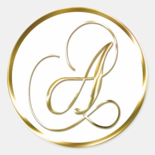 Sticker Rond Un Monogramme Faux Gold Enveloppe Ou Favoriser Le