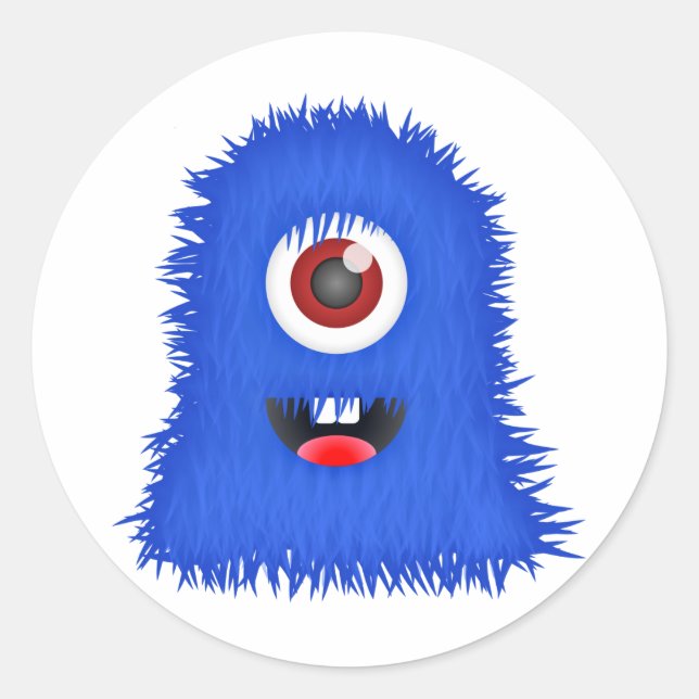 Sticker Rond Un monstre bleu ocre (Devant)