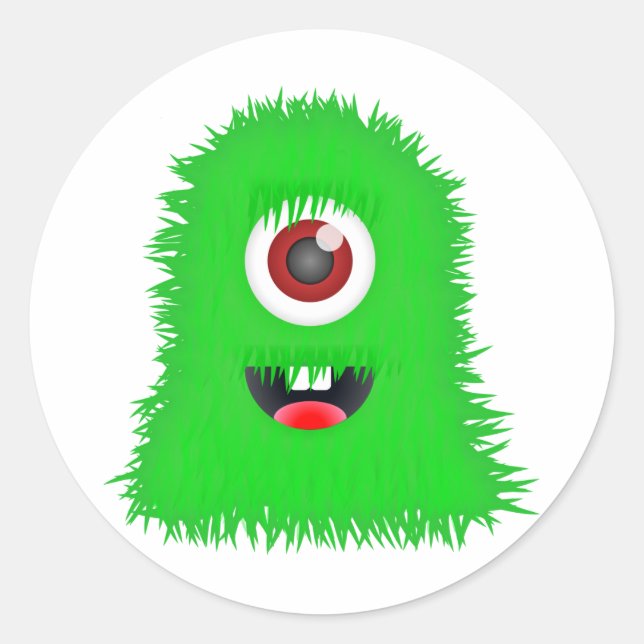 Sticker Rond Un monstre vert aux yeux (Devant)