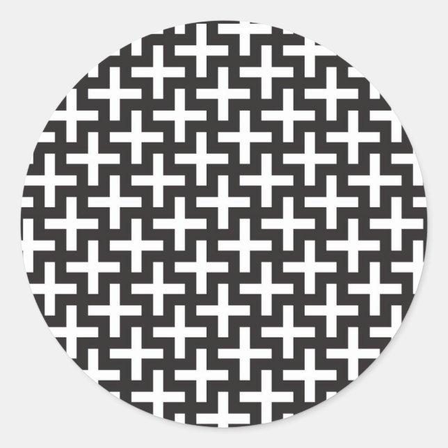 Sticker Rond Un motif de b&w fait avec signe "plus" (Devant)
