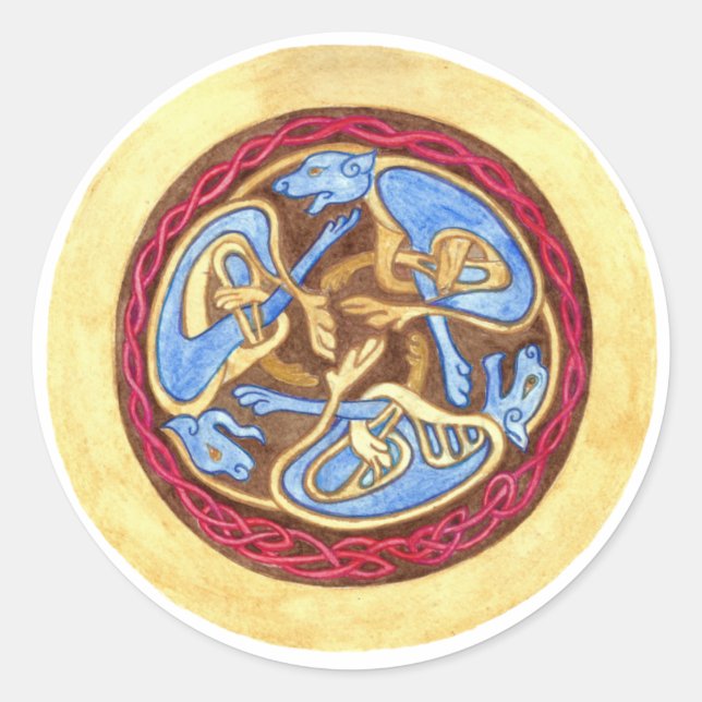 Sticker Rond Un noeud sans fin avec des animaux (Devant)