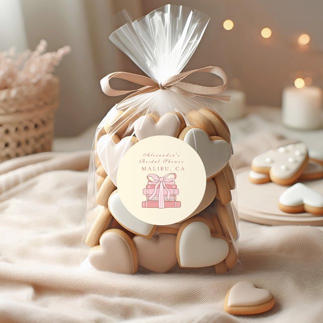 Sticker Rond Un nouveau chapitre commence livres roses et arc (Créateur téléchargé)