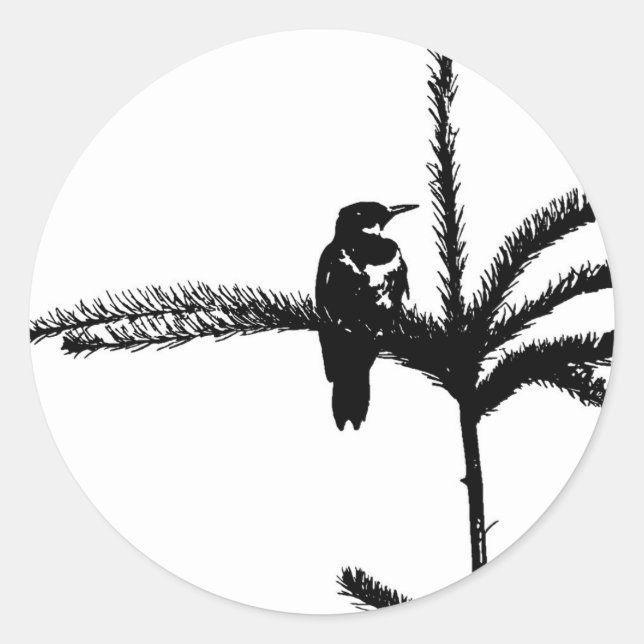 Sticker Rond Un oiseau sur une branche (Devant)