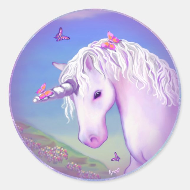 Sticker Rond Un paradis mauve (Devant)