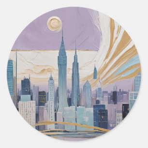 Sticker Rond Un paysage urbain lunaire