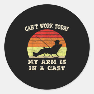Sticker Rond Un pêcheur ne peut pas travailler aujourd'hui, mo