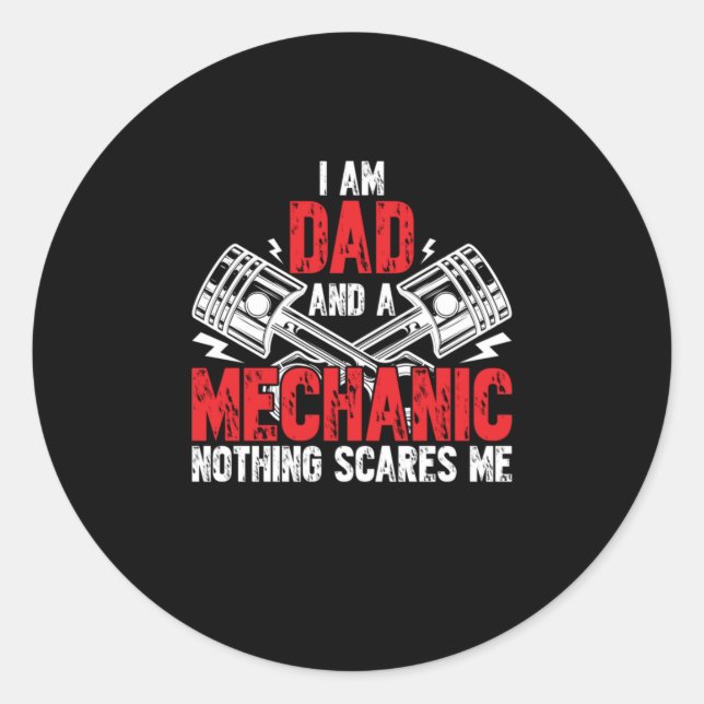 Sticker Rond Un Père Et Un Mécanicien (Devant)