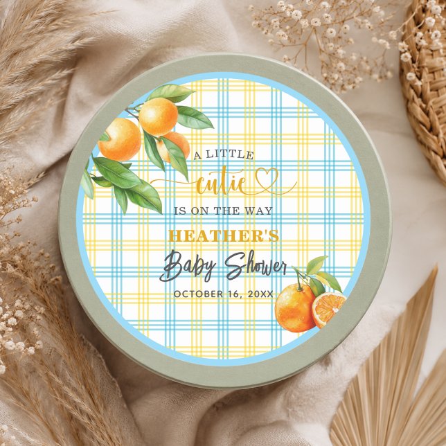 Sticker Rond Un petit amour arrive Fête de bébé garçon (Créateur téléchargé)
