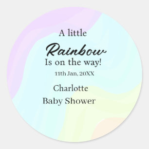 Sticker Rond Un petit arc-en-ciel arrive nom de la baby shower