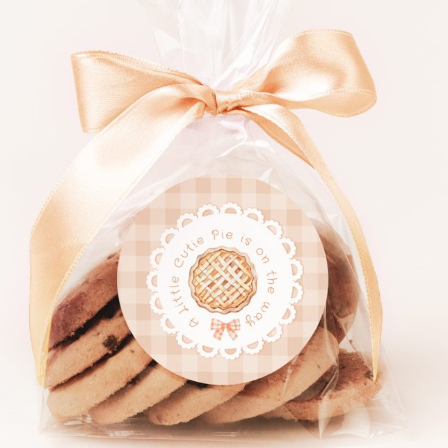Sticker Rond Un petit baby shower à la tarte en vichy Bow (Créateur téléchargé)