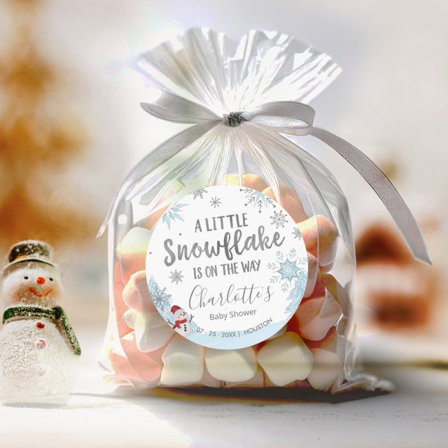 Sticker Rond Un petit Baby shower bleu flocon (Créateur téléchargé)