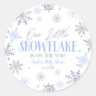Sticker Rond Un petit Baby shower bleu hivernal
