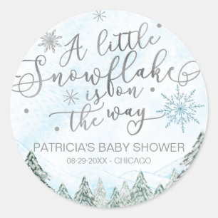 Sticker Rond Un petit Baby shower bleu Snowflake